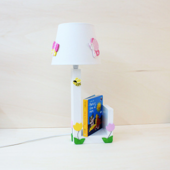 Lampada Portalibro in Legno [bianca-paralume cono]