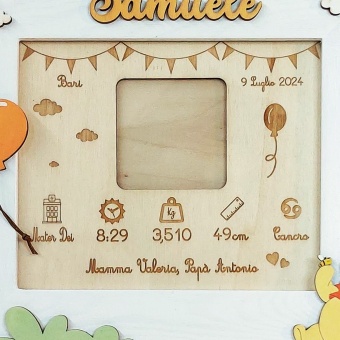 Quadretto nascita con riquadro per foto ed incisioni