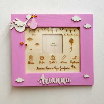Quadretto nascita con riquadro per foto ed incisioni