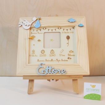 Quadretto nascita con riquadro per foto ed incisioni
