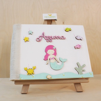 Album fotografico con nome in legno