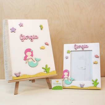 Album fotografico con nome in legno