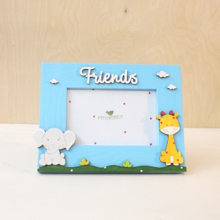 Cornice in legno Elefante e Giraffa